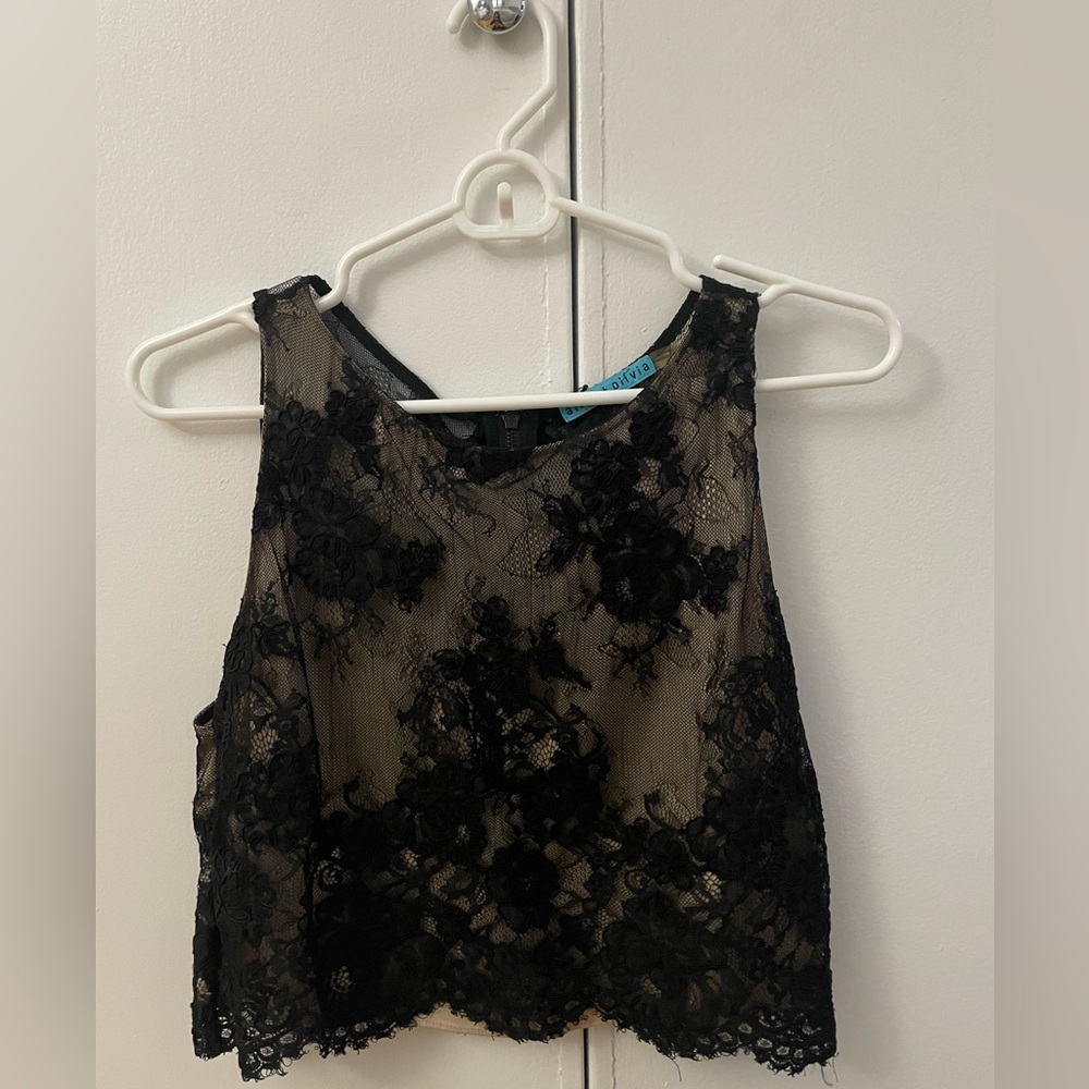 Black Lace Sleeveless Top Size Small